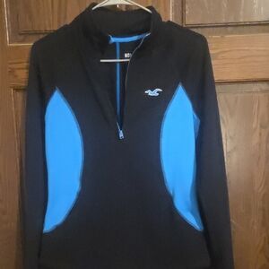 Hollister Black and Blue Quarter-Zip Top